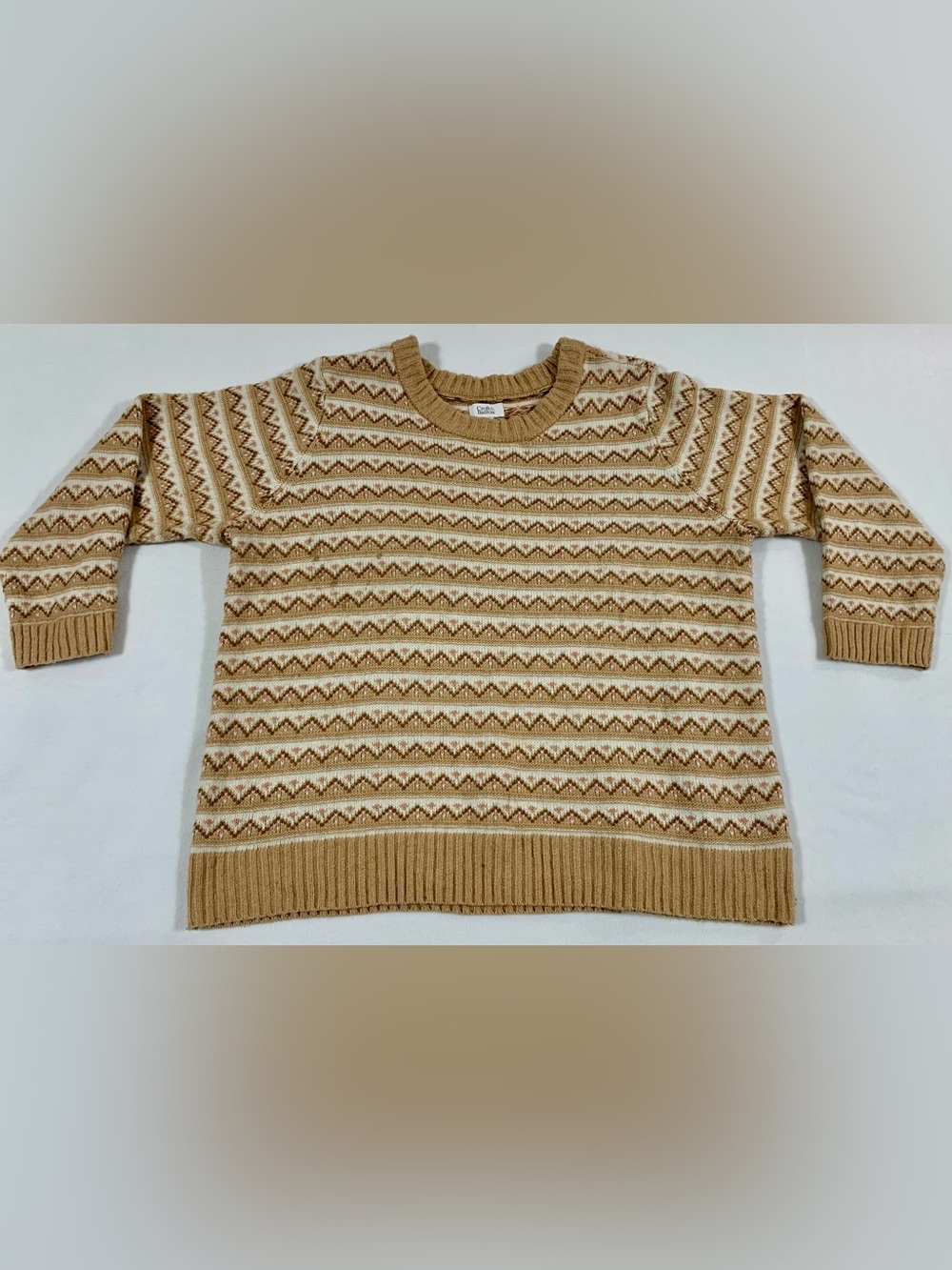Croft & Barrow Geometric Crewneck Sweater in Brown & White Size 2X